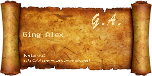 Ging Alex névjegykártya
